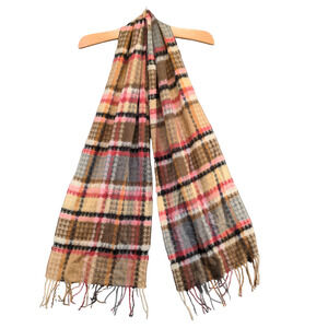 V. Fraas Cashmink Womens Scarf Multi Size 11x63.5 Knit 100% Acrylic Plaid